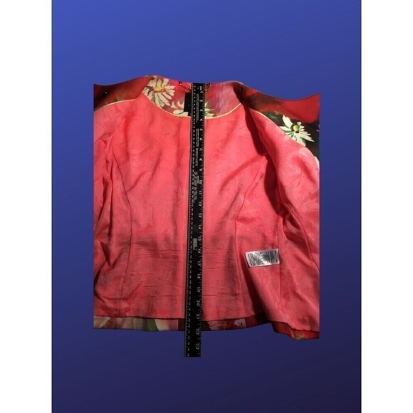 TED BAKER LONDON Neoprene Moto Jacket, PINK FLORAL, Size TB2/ US 6, EUC - Picture 6 of 10